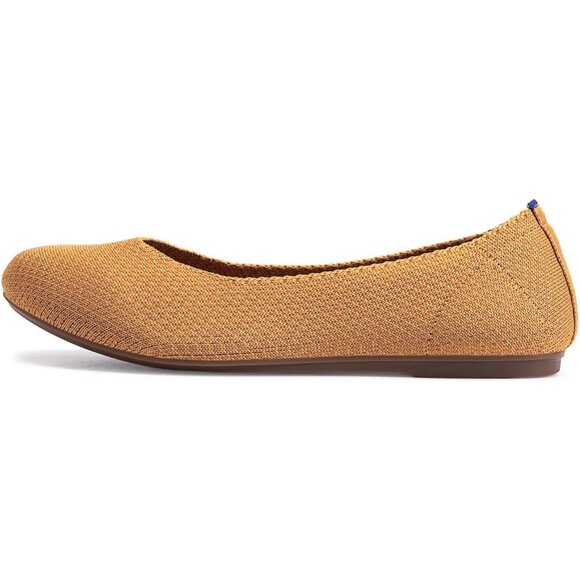 Frank Mully Women’s Brown Knit Fabric Round Toe Slip On Ballet Flat Shoes - Picture 6 of 7